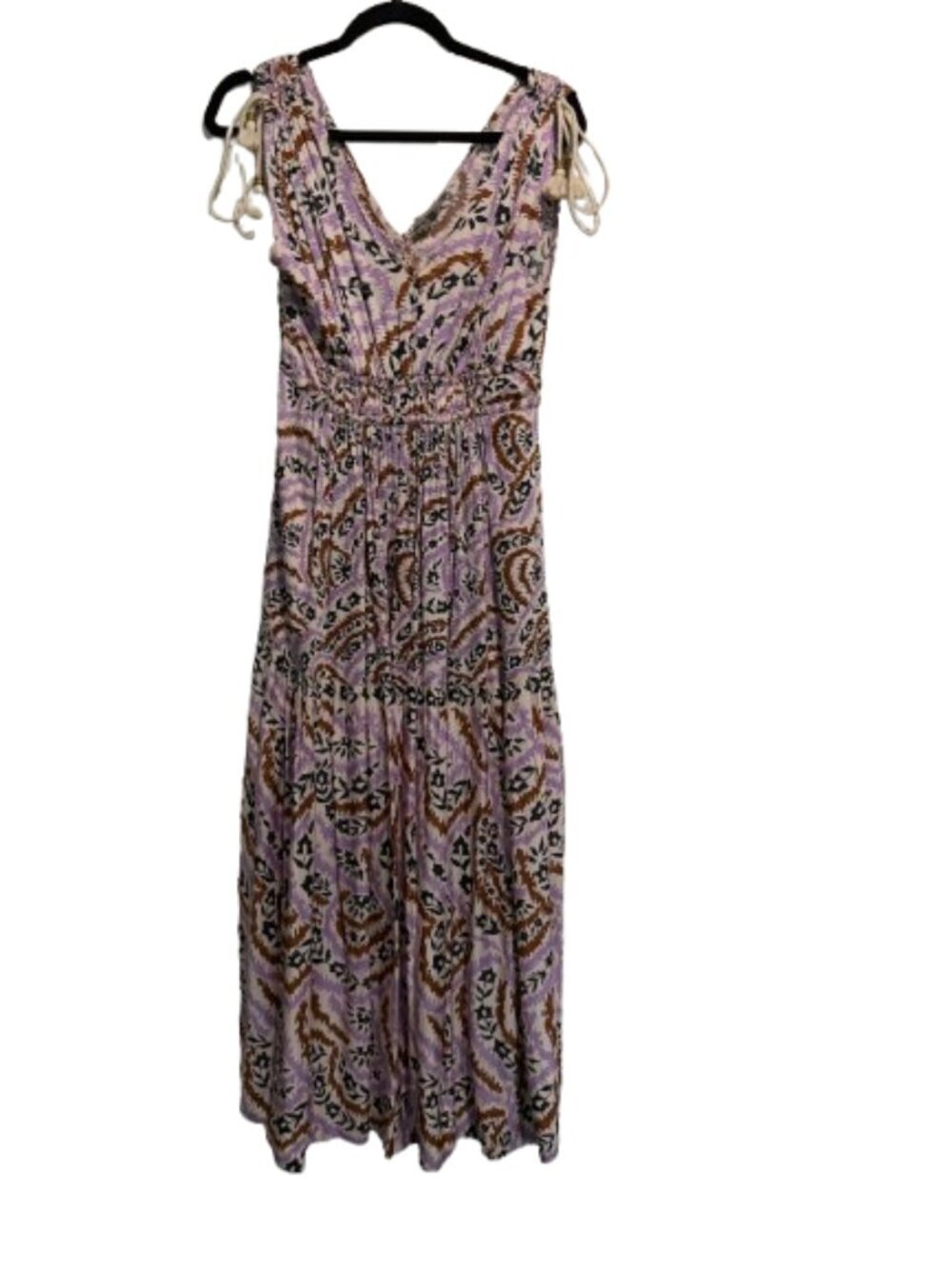 OMIKA Sorrenta Maxi Dress Floral Tie Shoulders with Tassels Size Small
